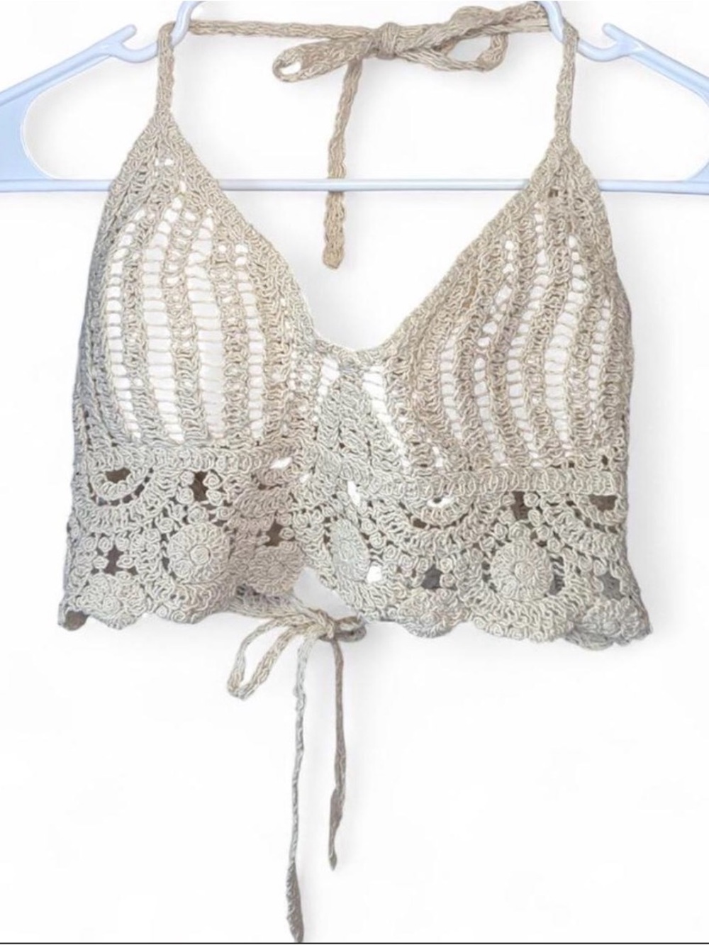 Cream Crochet Halter crop top